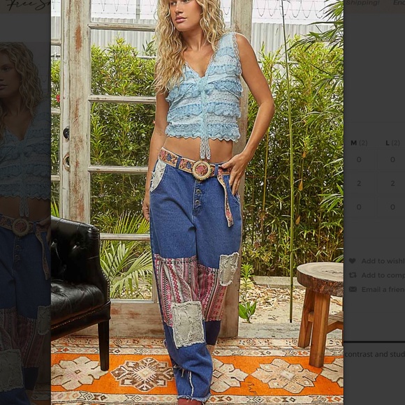 POL “ Alexia “ POL Denim Pants with Printed Contrast and Stud Detail 34 - Picture 9 of 12